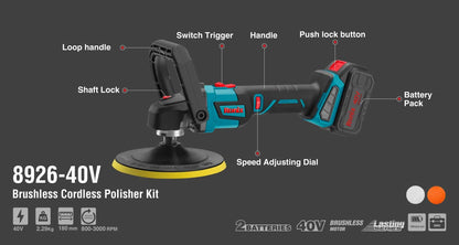 [8926-40V] Kit lucidatrice cordless 40V Brushless 180mm