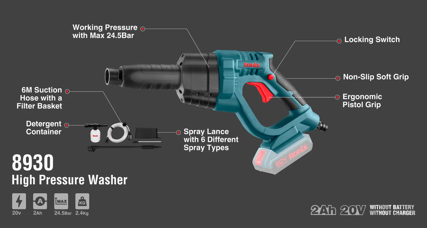 [8930] Idropulitrice cordless 20V 24.5Bar