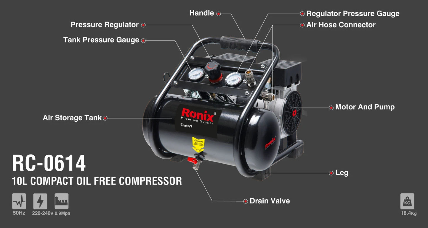 [RC-0614] Compressore compatto senza olio 10L-750W