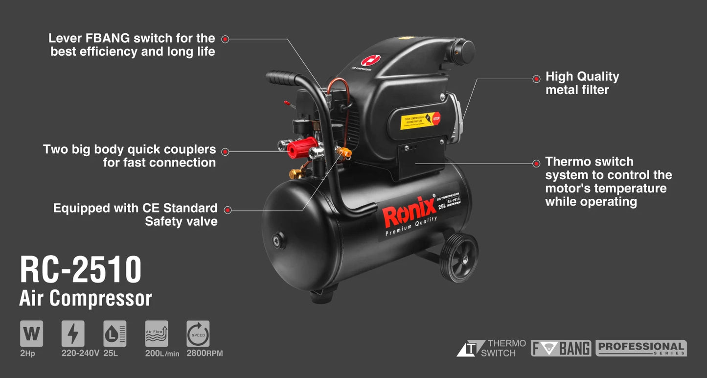 [RC-2510] Compressore d'Aria 25L-1490W