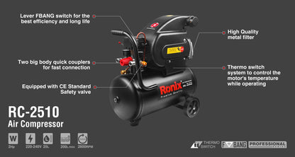 [RC-2510] Compressore d'Aria 25L-1490W