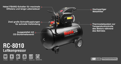 [RC-8010] Compressore d'Aria 80L-1860W