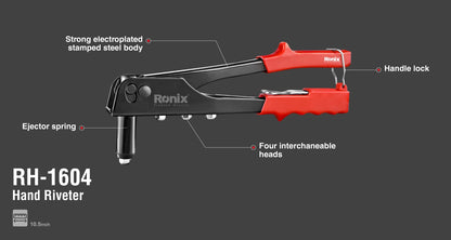 [RH-1605] Rivettatrice Manuale, 4 Ugelli, Modello Ergo