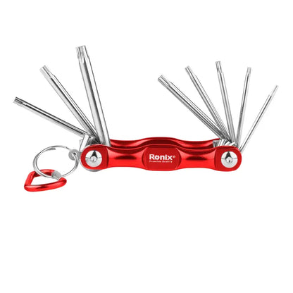 [RH-2041] Set di Chiavi Torx Pieghevoli in Alluminio (8Pz)