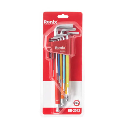[RH-2042] Multi Colore Braccio Extra Lungo Punte a Sfera 9pz Cr-V