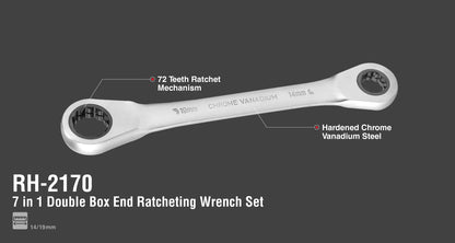 [RH-2170] Set di chiavi a cricchetto a doppia estremità 7 in 1