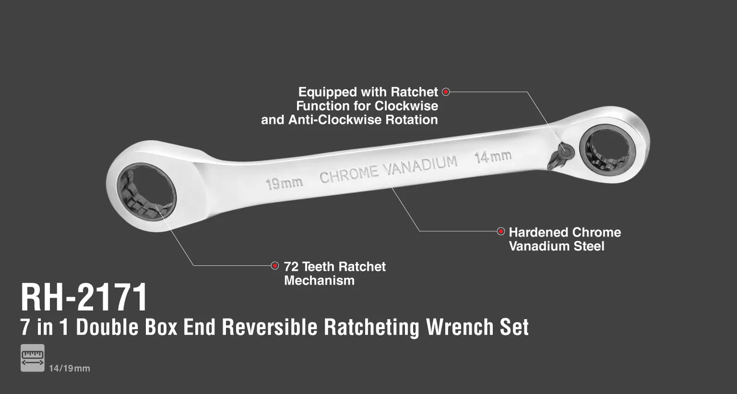 [RH-2171] Set di chiavi a cricchetto reversibili a doppia estremità 7 in 1