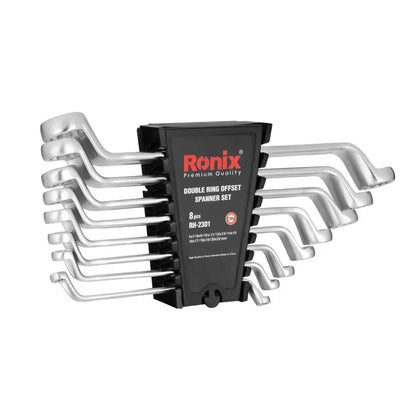 [RH-2301] Set di chiavi a cricchetto a doppio anello (8 pezzi) con supporto in plastica