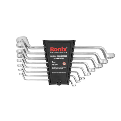 [RH-2301] Set di chiavi a cricchetto a doppio anello (8 pezzi) con supporto in plastica