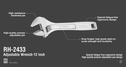 [RH-2433] Chiave Regolabile 12 inch Chrome Series