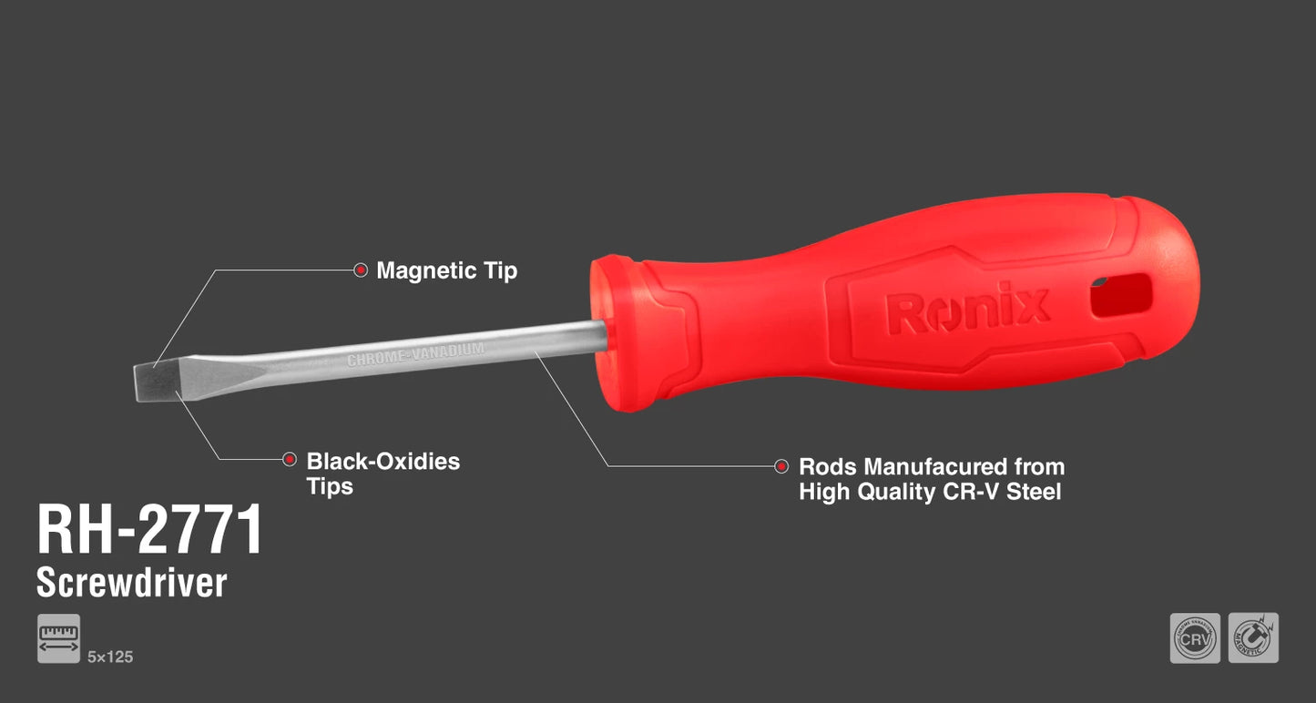 [RH-2771] Cacciavite a Taglio con Manico in Plastica 5x125mm