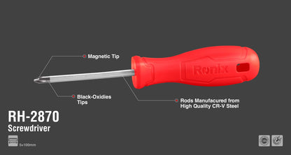 [RH-2870] Cacciavite Phillips con Manico in Plastica 5x100mm-1color