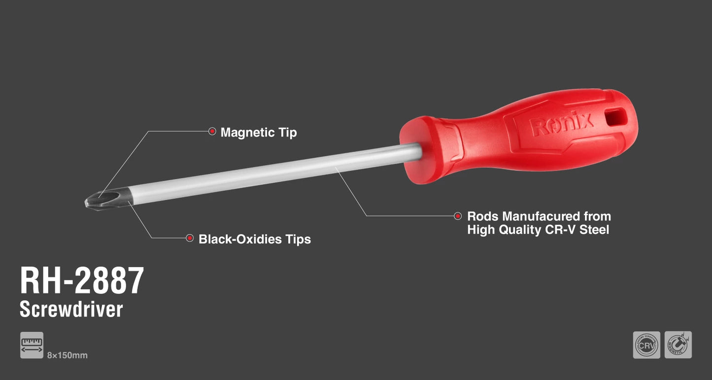 [RH-2887] Cacciavite Phillips con Manico in Plastica 8x150mm-1color