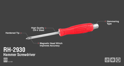 [RH-2930] Cacciavite a Croce con Manico in Plastica 5x150mm