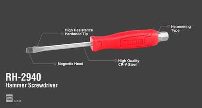 [RH-2940] Cacciavite a Taglio con Manico in Plastica 5x150mm