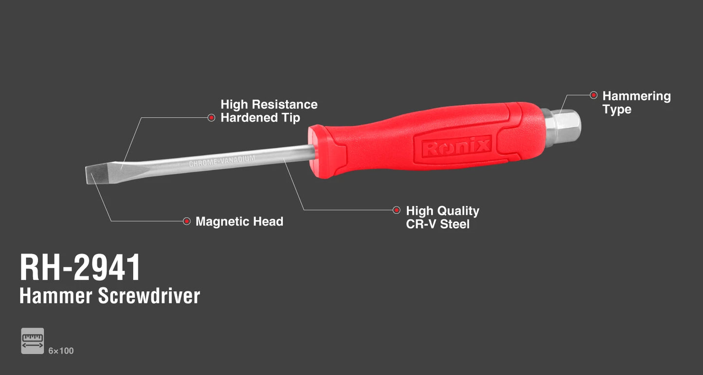 [RH-2941] Cacciavite a Taglio con Manico in Plastica 6x100mm