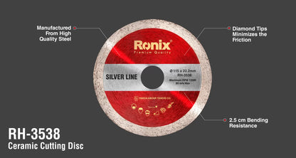 [RH-3538] Disco da Taglio Ceramico 115mm - Serie Silverline