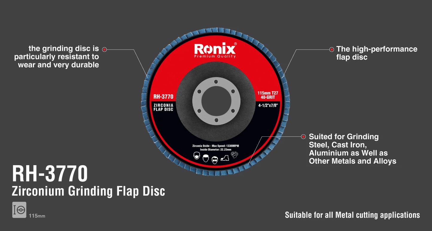[RH-3770] disco abrasivo a flap in zirconio 115mm-40grit