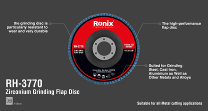 [RH-3770] disco abrasivo a flap in zirconio 115mm-40grit