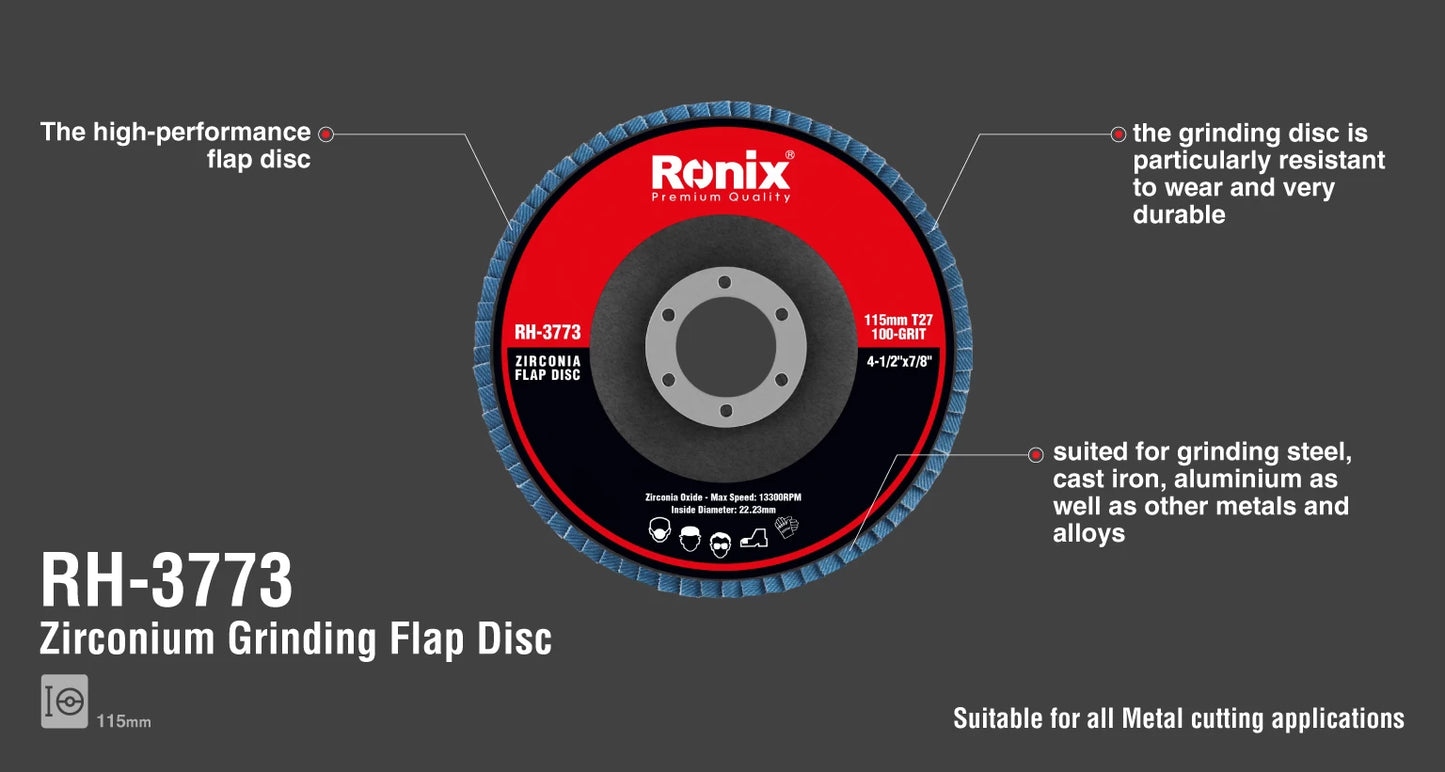 [RH-3773] Disco abrasivo a flap in zirconio 115mm-100grit