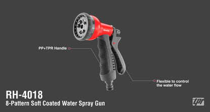 [RH-4018] Pistola a spruzzo d'acqua in plastica 8Pattern e raccordi per tubo