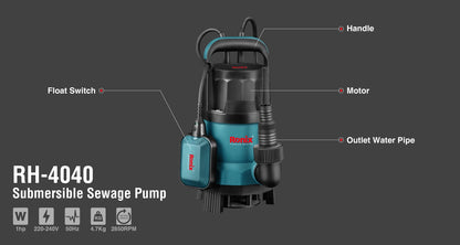 [RH-4040] Pompa sommersa per acque reflue 1 hp