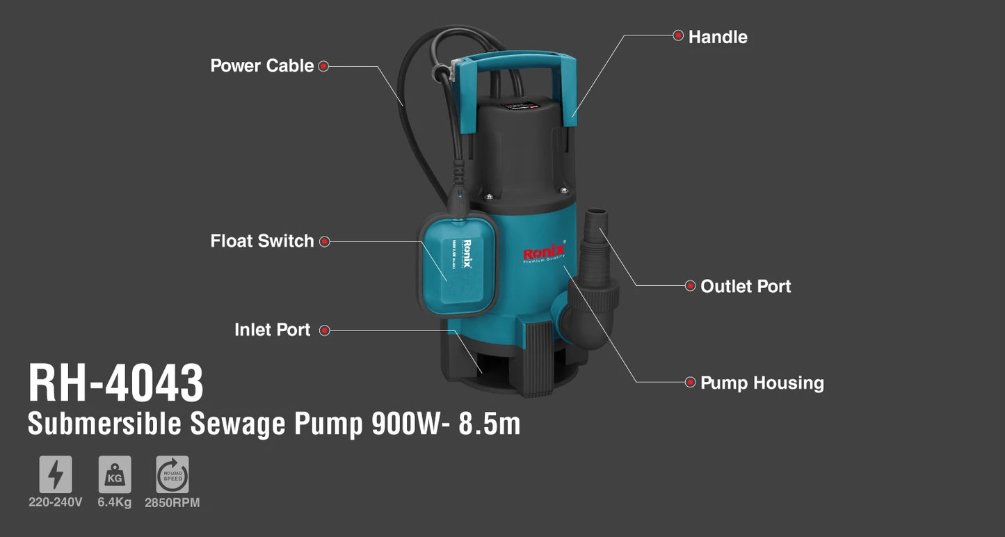 [RH-4043] Pompa Sommersa per Fogne 900W-8.5m