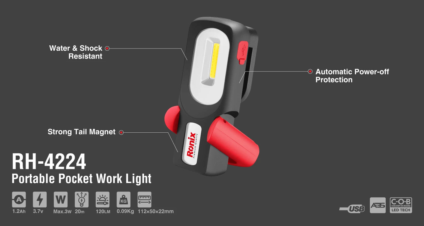 [RH-4224] Luce da lavoro portatile a tasca 120lm - Modello Magno