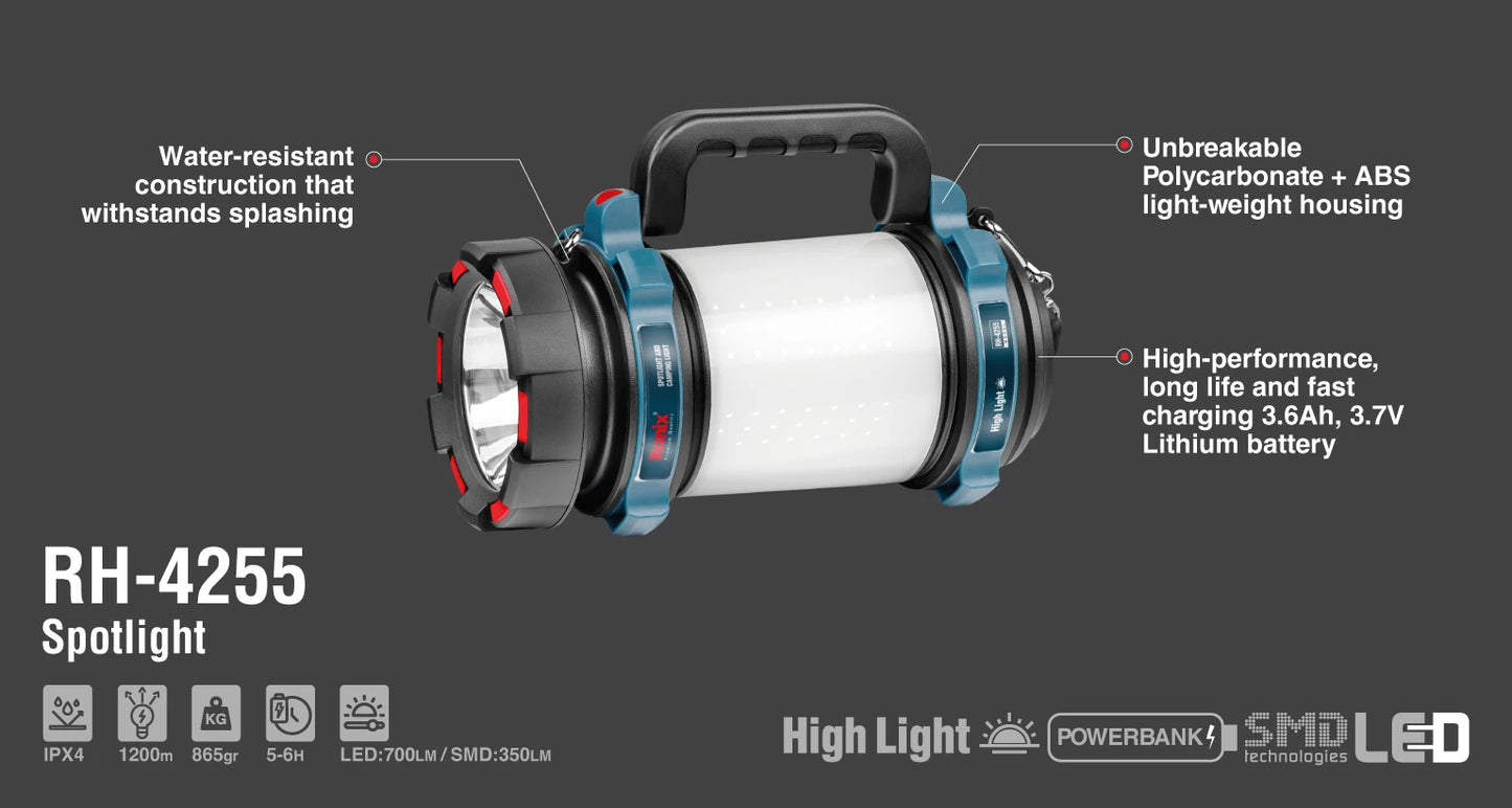 [RH-4255] Faro e luce da campeggio 300LM-Modello Highlight