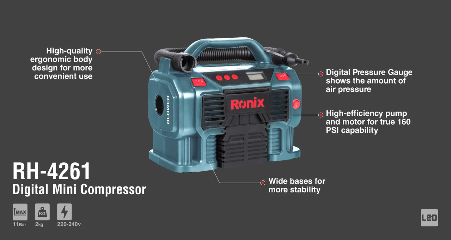 [RH-4261] Compressore Digitale Mini AC/DC 11Bar