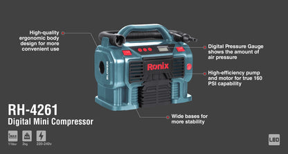 [RH-4261] Compressore Digitale Mini AC/DC 11Bar