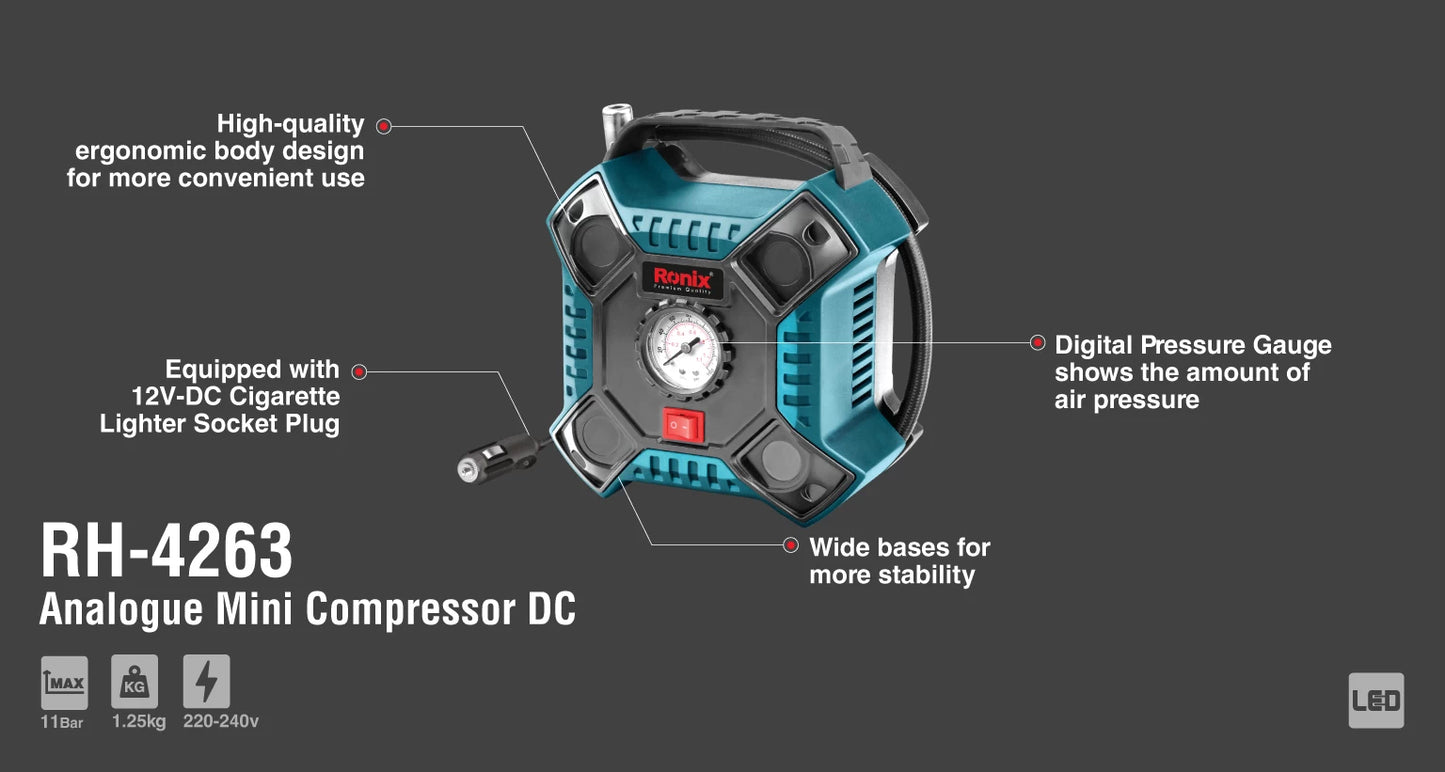 [RH-4263] Compressore d'Aria Mini DC Analogico 11Bar