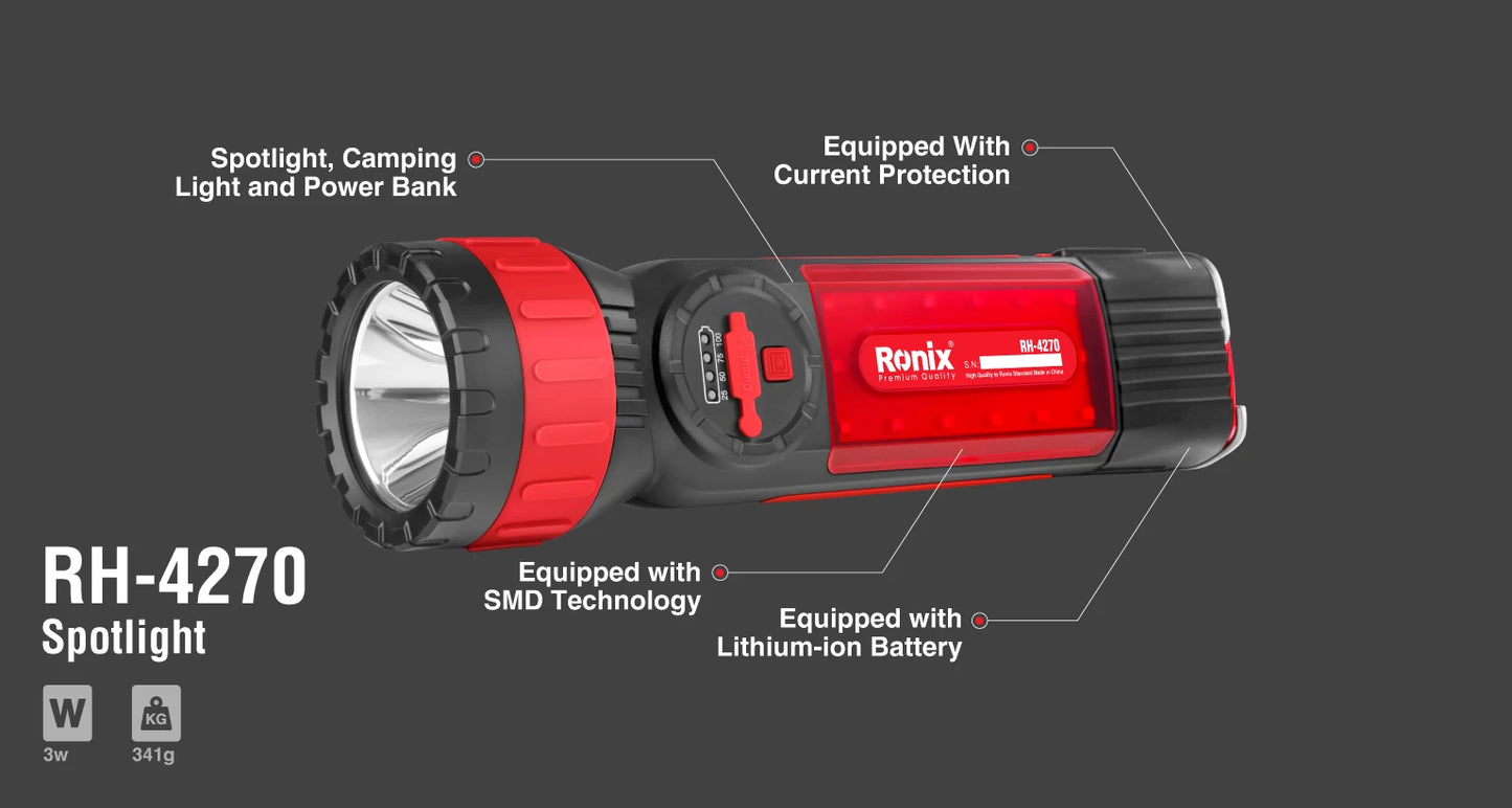 [RH-4270] Torcia d'emergenza power bank 280LM - modello Night Guard