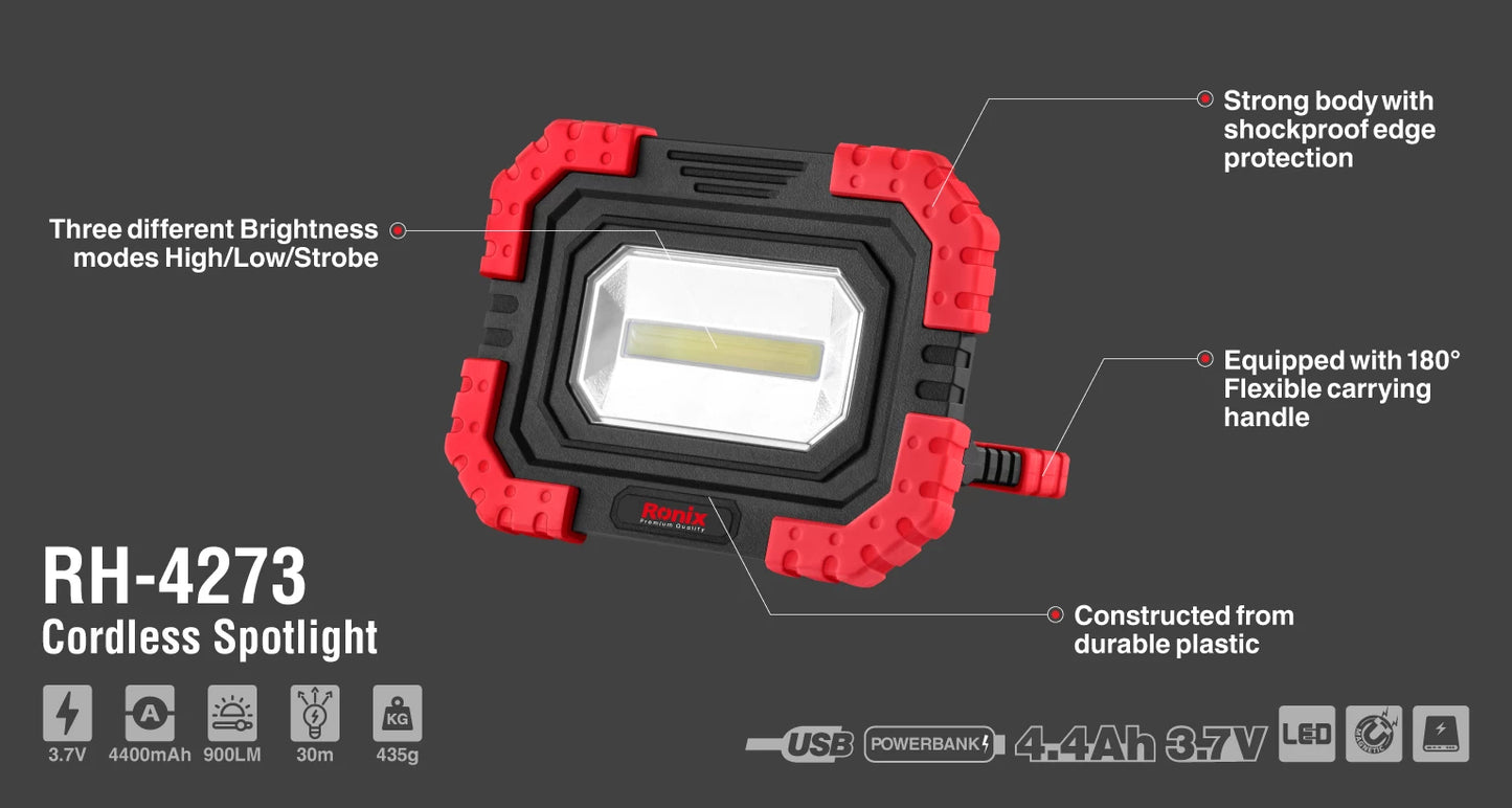 [RH-4273] 3.7v Spotlight Cordless 900lm