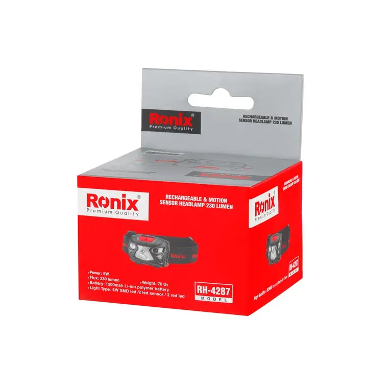 [RH-4287] 5w Ricaricabile & lampada frontale con sensore di movimento 280LM