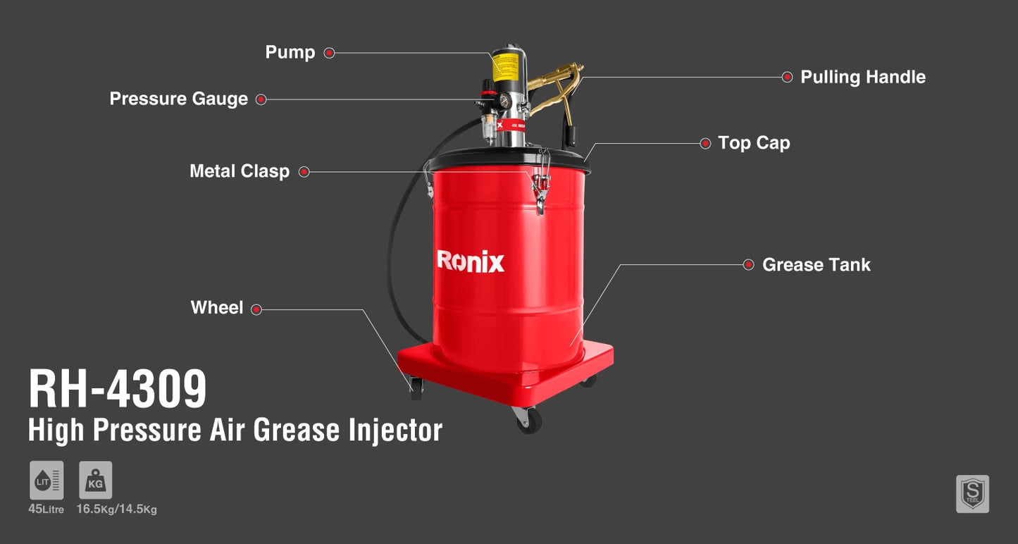[RH-4309] Iniettore di Grasso ad Alta Pressione 45L