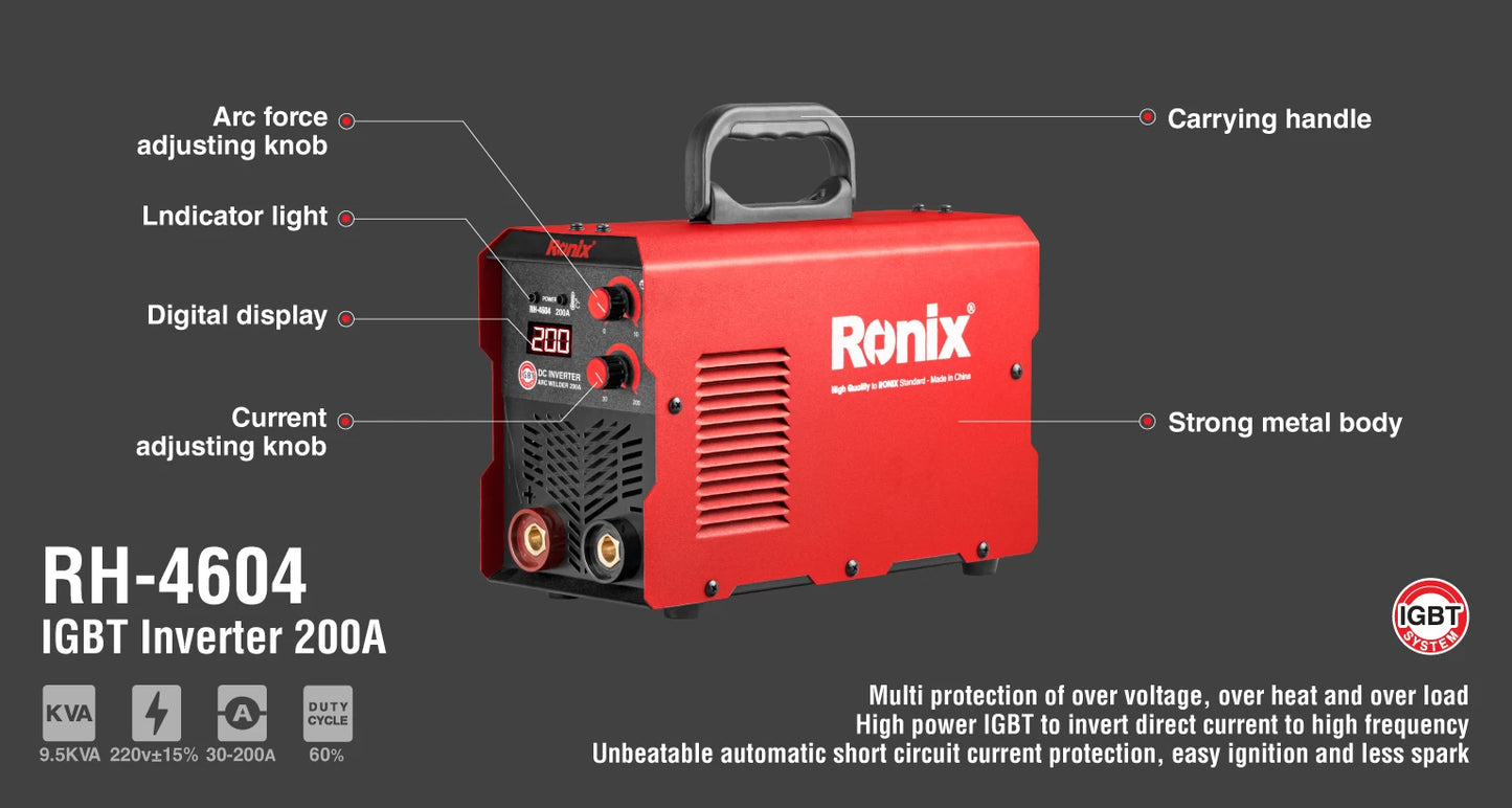 [RH-4604] Inverter per saldatura ad arco DC 200A - Ventola Turbo Plus