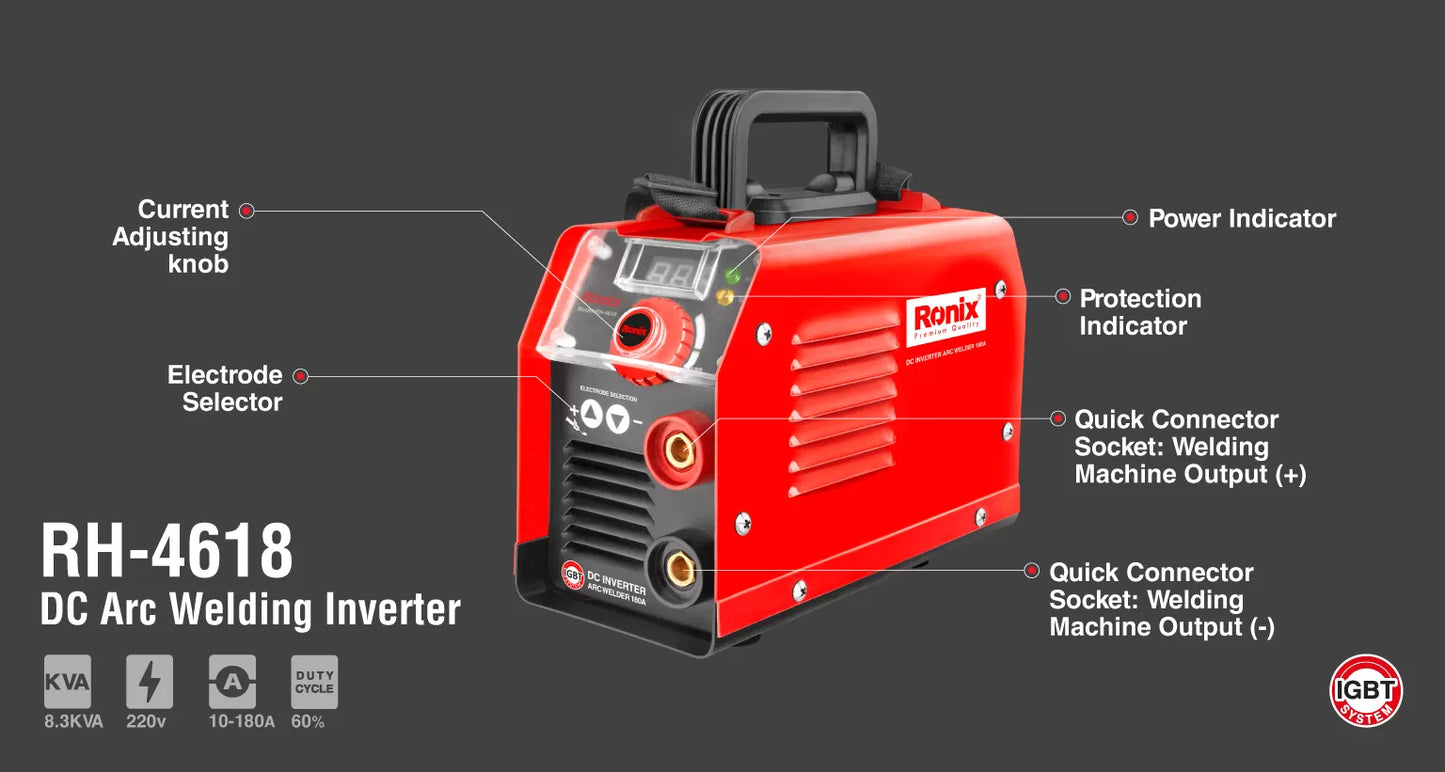 [RH-4618] Inverter per Saldatura ad Arco DC, 180A, 8.3KVA