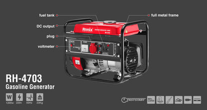 [RH-4703] Generatore a Benzina 1.2Kw-5L