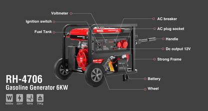 [RH-4706] Generatore a Benzina 6 KW