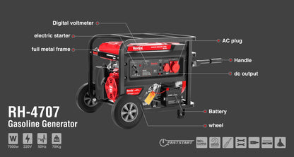 [RH-4707] Generatore a Benzina 7 KW