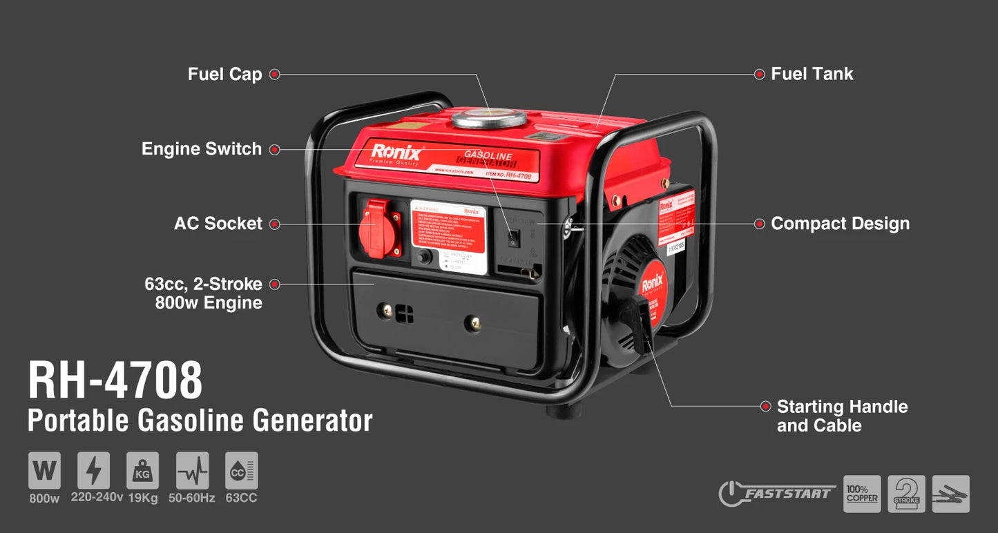 [RH-4708] Generatore a benzina 0,8Kw-4,2L