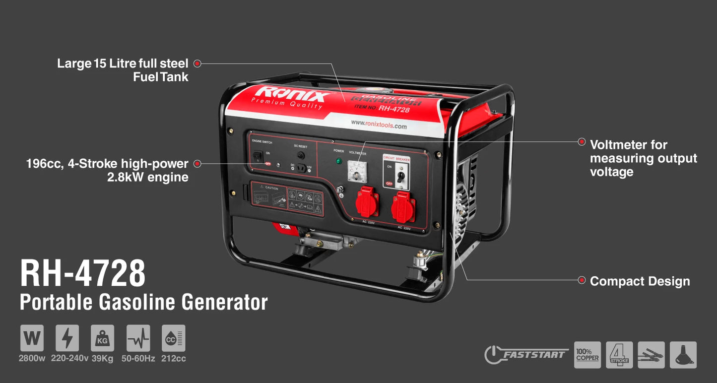 [RH-4728] Generatore a benzina 2.8Kw-15L