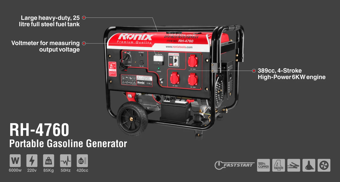 [RH-4760] Generatore a benzina 6Kw-25L