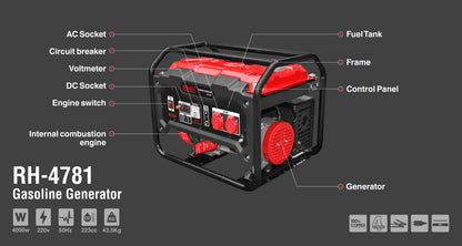 [RH-4781] Generatore a Benzina 4Kw-15L