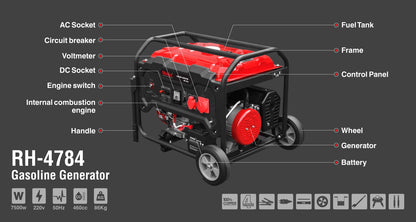 [RH-4784] Generatore a Benzina 7.5Kw-25L