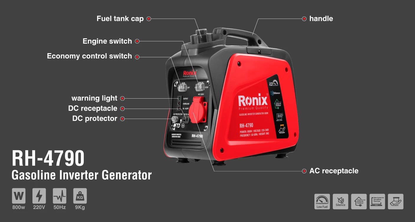 [RH-4790] Generatore Inverter a Benzina 0.80Kw-2.1L