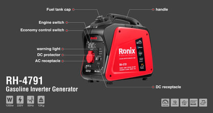 [RH-4791] Generatore Inverter a Benzina 1.2Kw-3L