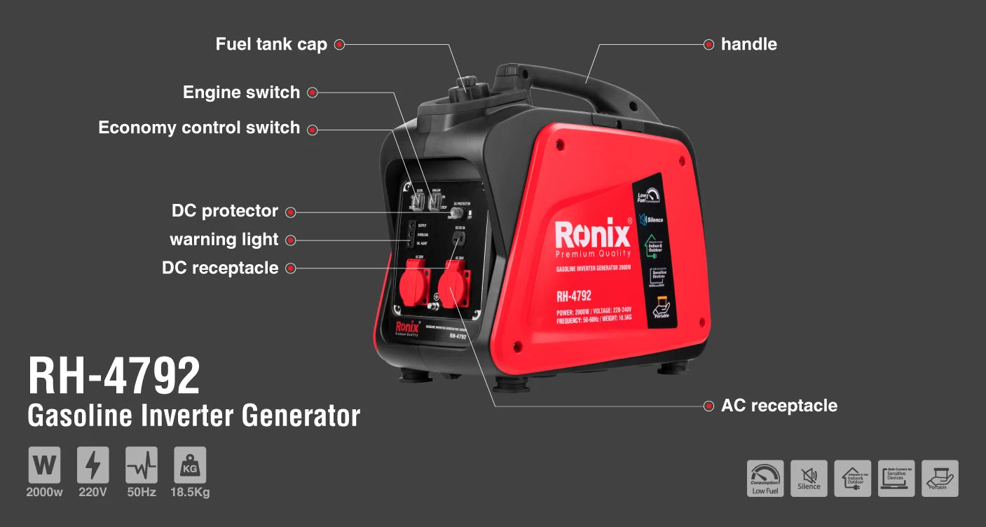 [RH-4792] Generatore Inverter a Benzina 2Kw-4.1L