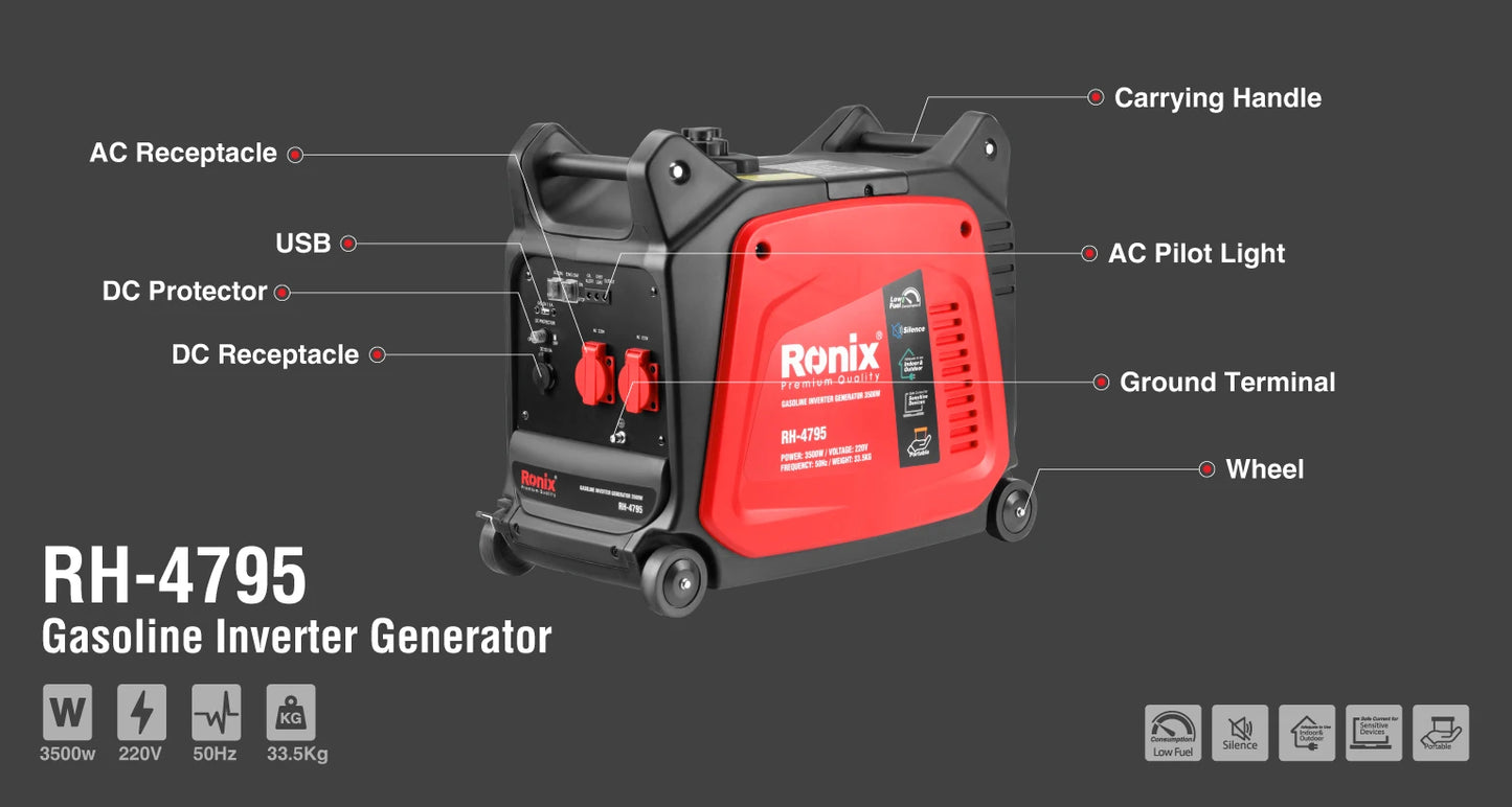 [RH-4795] Generatore Inverter a Benzina 3500W